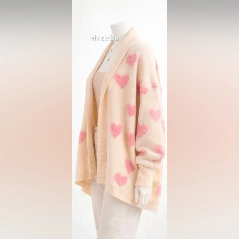 Anthroplogie X Textured Heart Knit Open Luxe Cardigan Size Os NIP$240 *Retired* - Picture 11 of 15